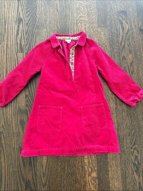 Mini Boden Hot Pink Corduroy Tunic with Floral Trim